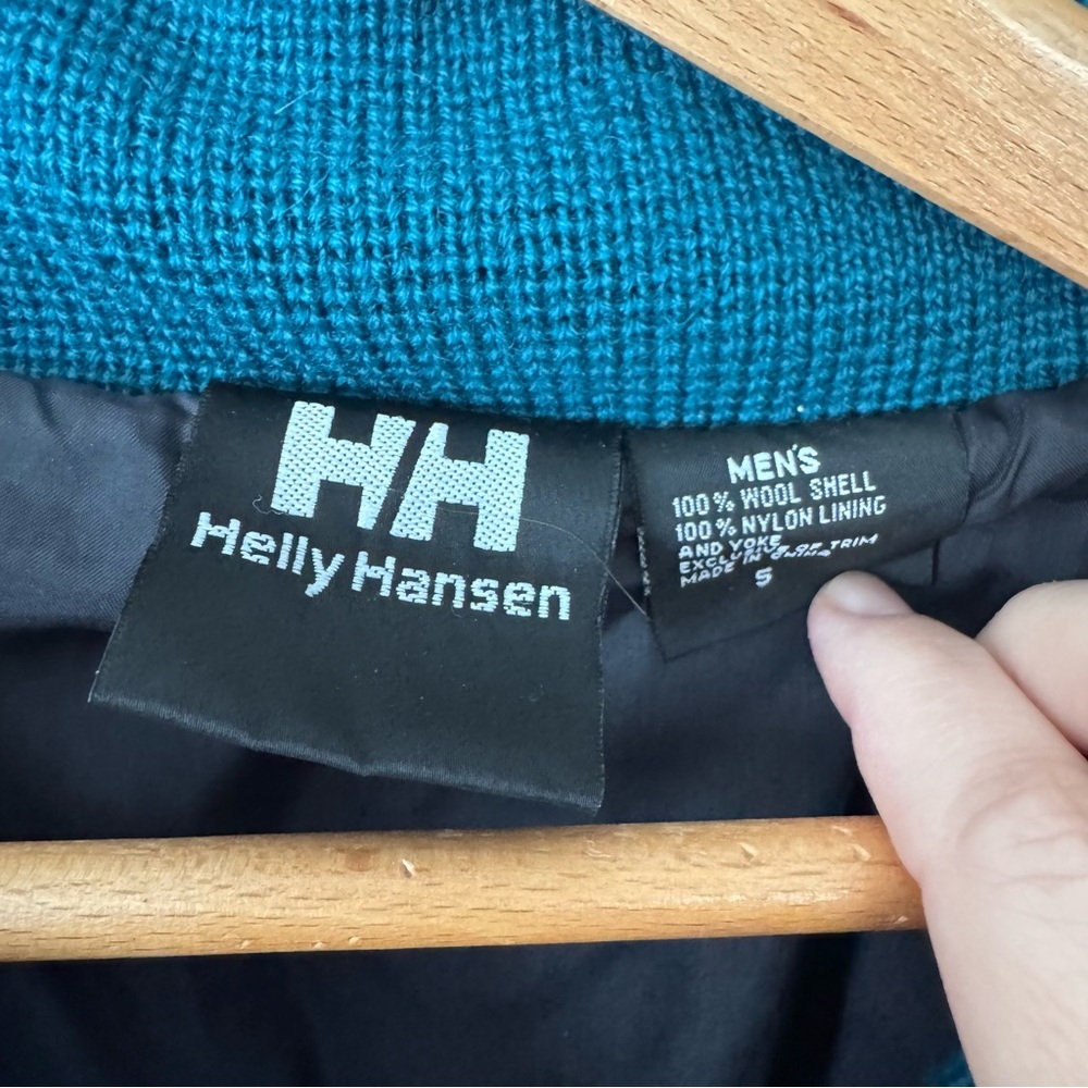 Helly Hansen Mens Vintage wool sweater pullover in teal nylon accents Size Small - Picture 3 of 6